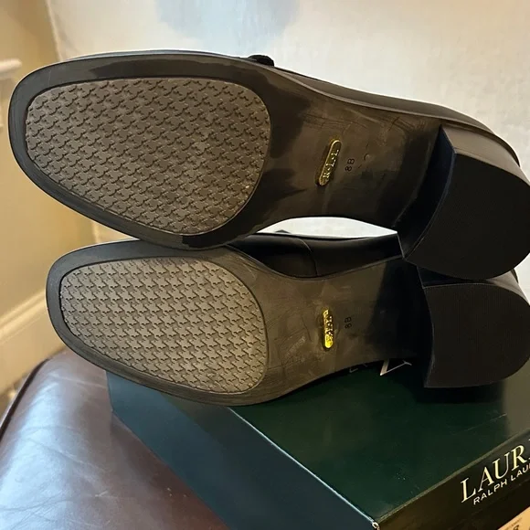 Ralph Lauren Black Leather Dalena Loafers - Picture 5 of 8